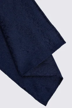 Navy Floral Swirl Silk Pocket Square