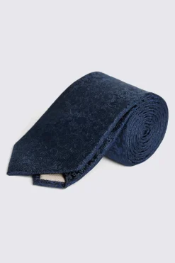 Navy Floral Swirl Silk Tie