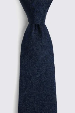 Navy Floral Swirl Silk Tie