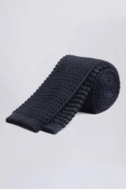 Navy Knitted Silk Tie