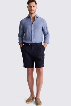 Navy Linen Shorts