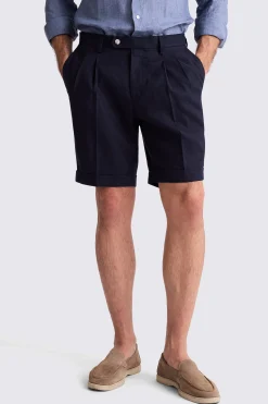 Navy Linen Shorts