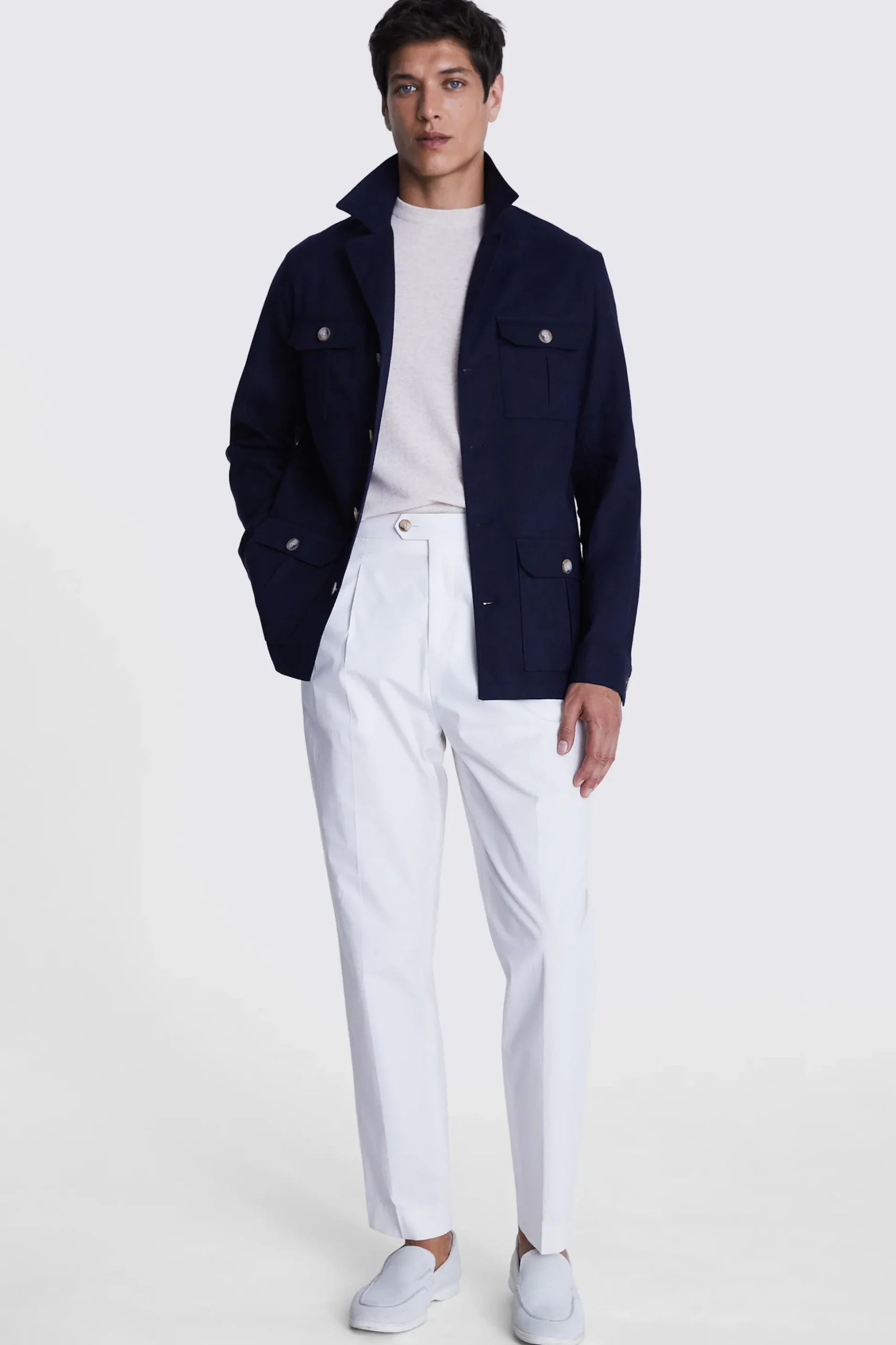 Navy Matte Linen Safari Shacket