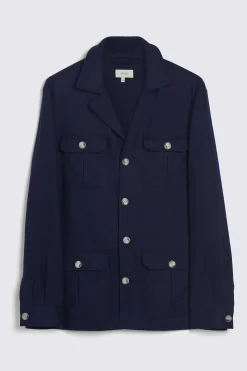 Navy Matte Linen Safari Shacket