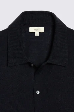 Navy Merino Button Through Shirt
