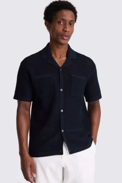 Navy Open Knit Shirt