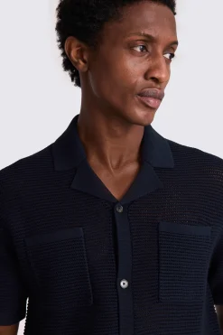 Navy Open Knit Shirt