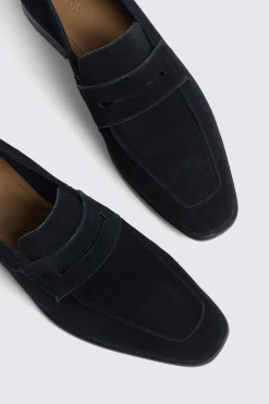 Navy Suede Relaxed Loafers