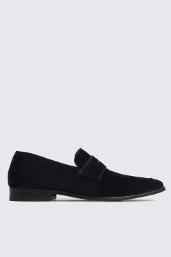 Navy Suede Relaxed Loafers