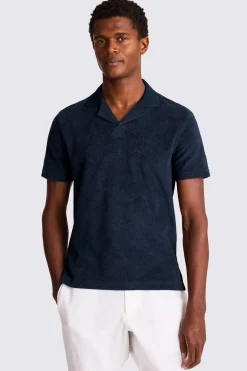 Navy Terry Towelling Skipper Polo