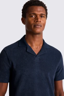Navy Terry Towelling Skipper Polo