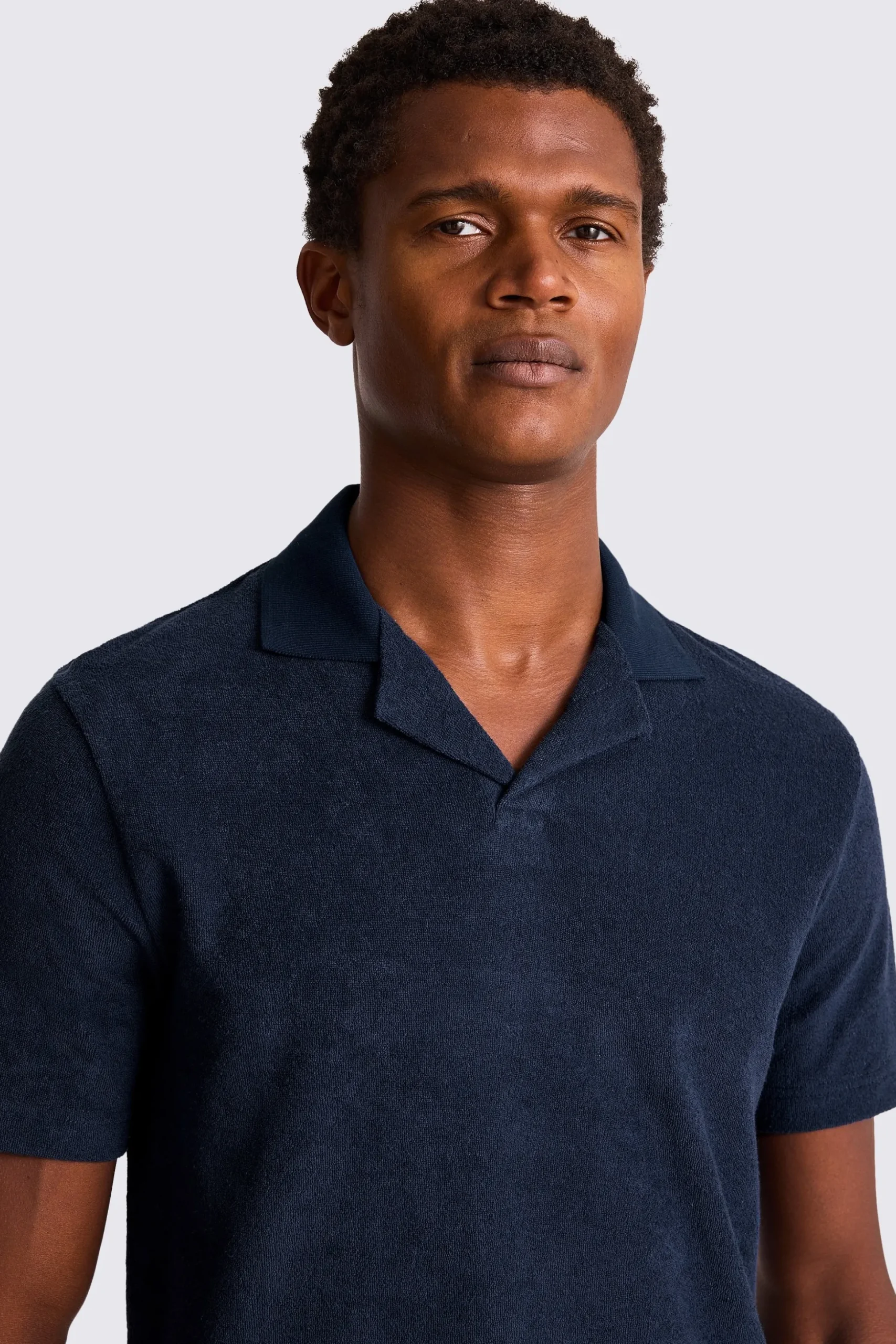 Navy Terry Towelling Skipper Polo