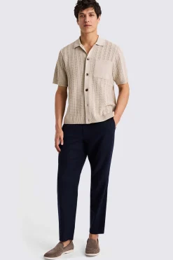 Neutral Chevron Pointelle Knitted Shirt