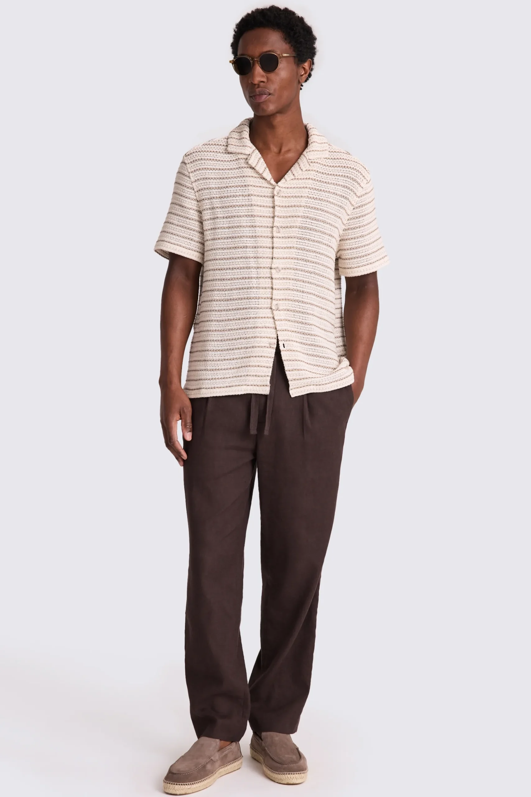 Neutral Crochet Stripe Shirt