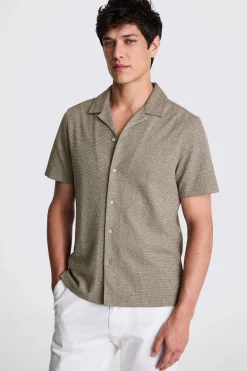 Neutral Knitted Cuban Collar Shirt