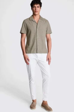 Neutral Knitted Cuban Collar Shirt
