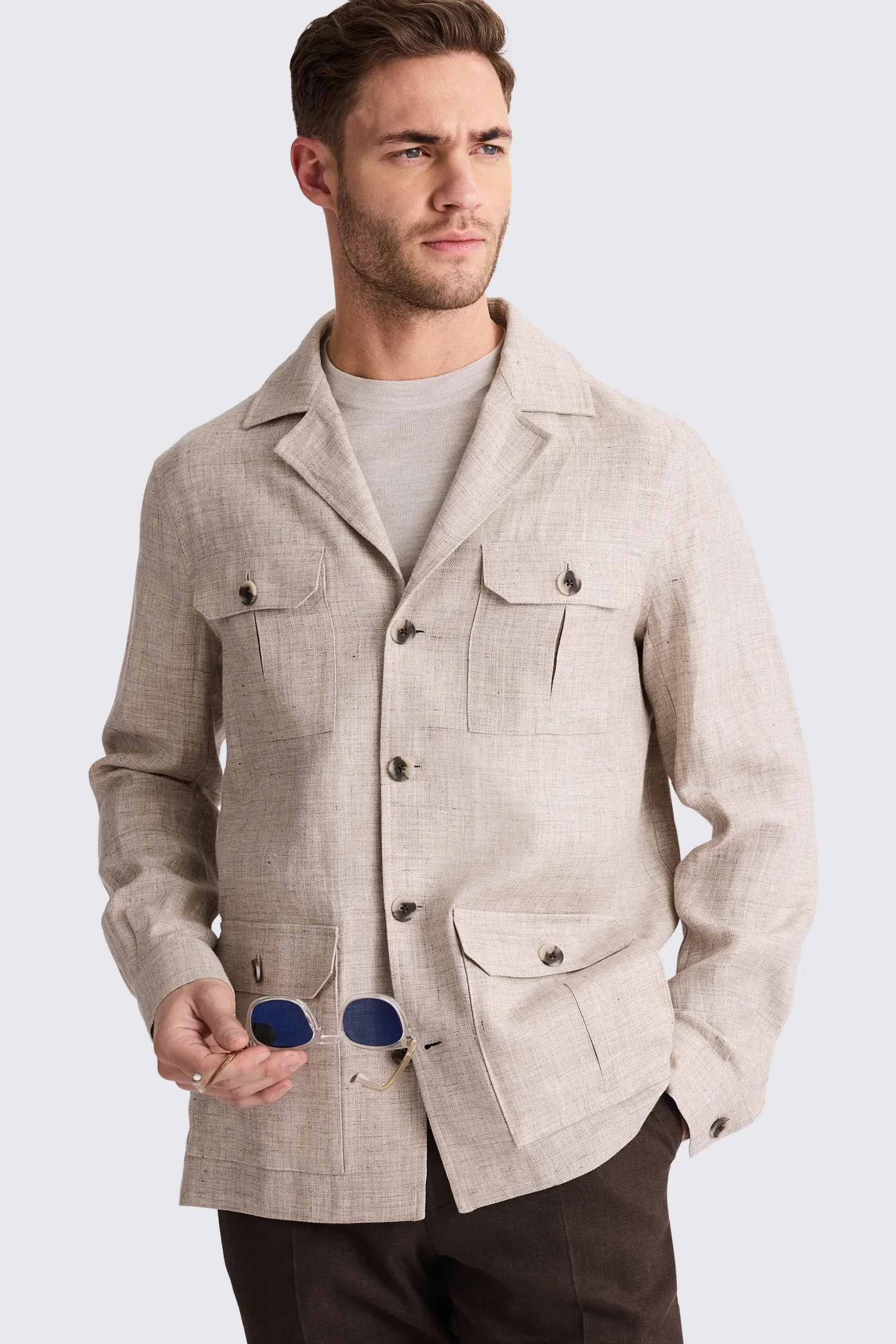 Neutral Linen Safari Shacket