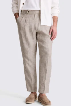 Oatmeal Linen Pleated Trousers