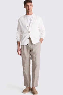 Oatmeal Linen Pleated Trousers