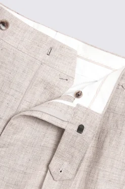 Oatmeal Linen Pleated Trousers