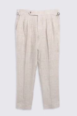 Oatmeal Linen Pleated Trousers