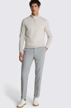 Oatmeal Merino Zip-Neck Jumper