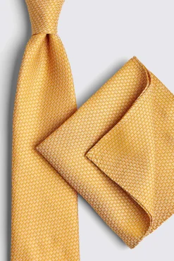 Ochre Textured Pocket Square