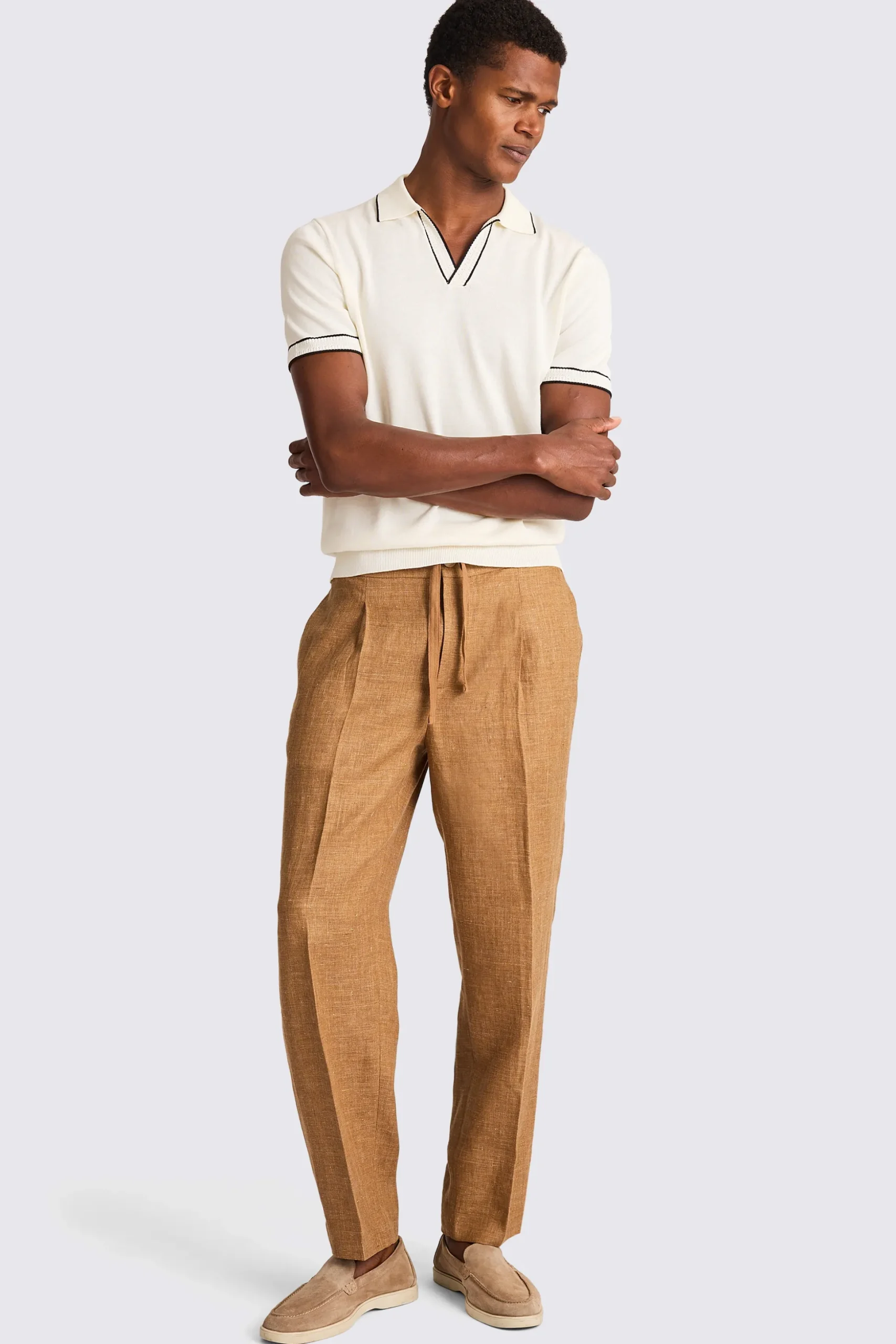 Off White Contrast Placket Skipper Polo