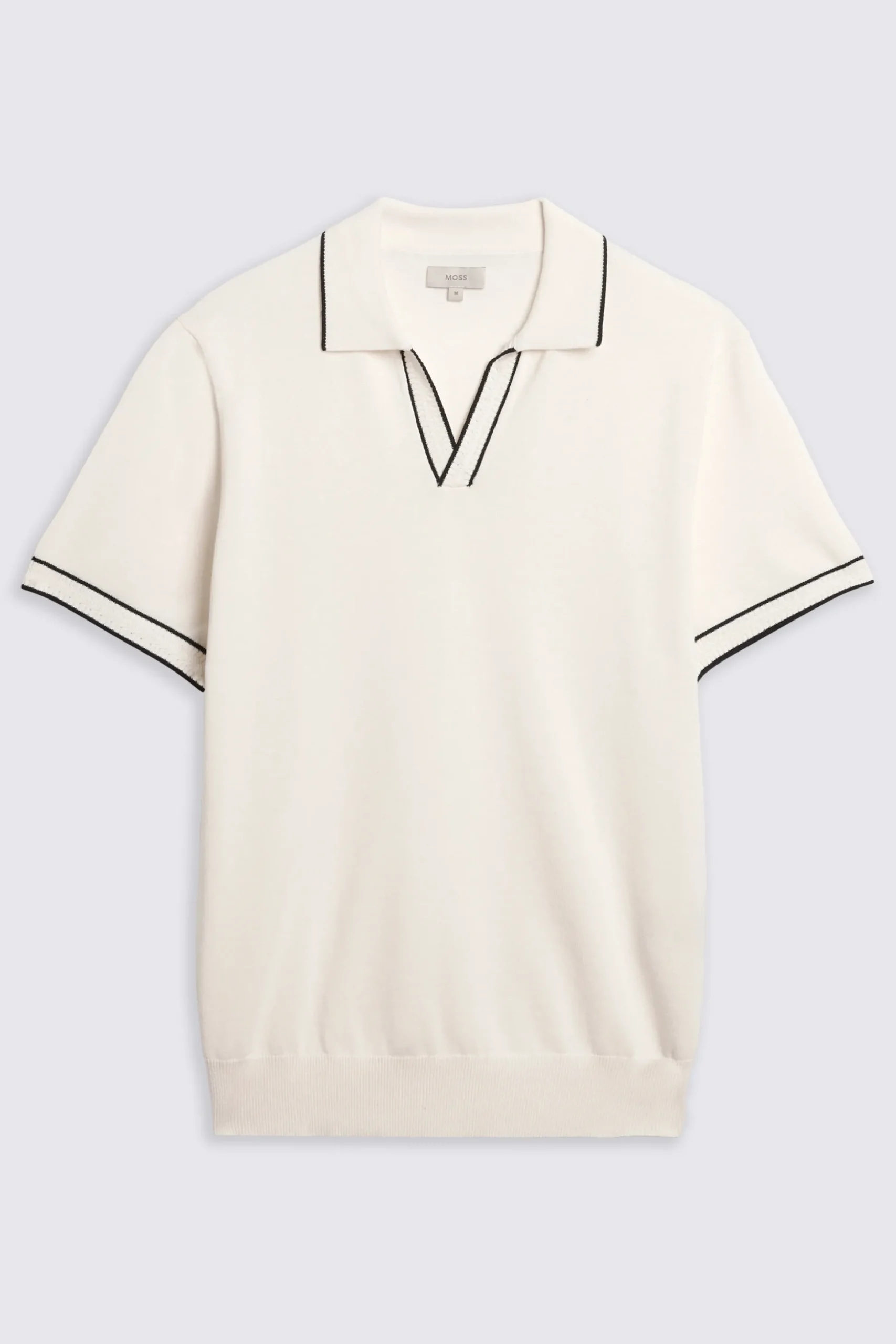 Off White Contrast Placket Skipper Polo