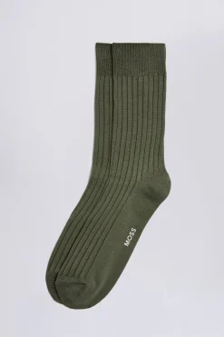 Olive Ribbed Socks
