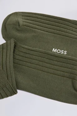 Olive Ribbed Socks