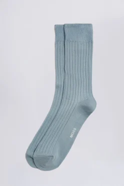 Pale Blue Fine Ribbed Socks