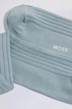 Pale Blue Fine Ribbed Socks