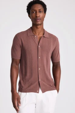 Pink Bouclé Pointelle Button Through Shirt