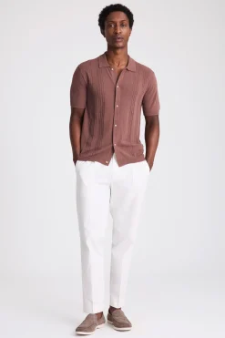 Pink Bouclé Pointelle Button Through Shirt