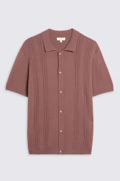 Pink Bouclé Pointelle Button Through Shirt