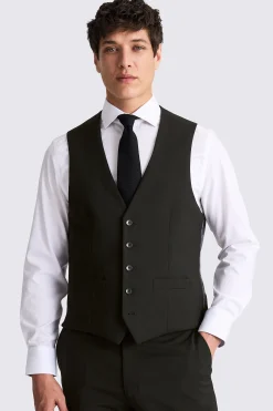 Regular Fit Black Stretch Waistcoat