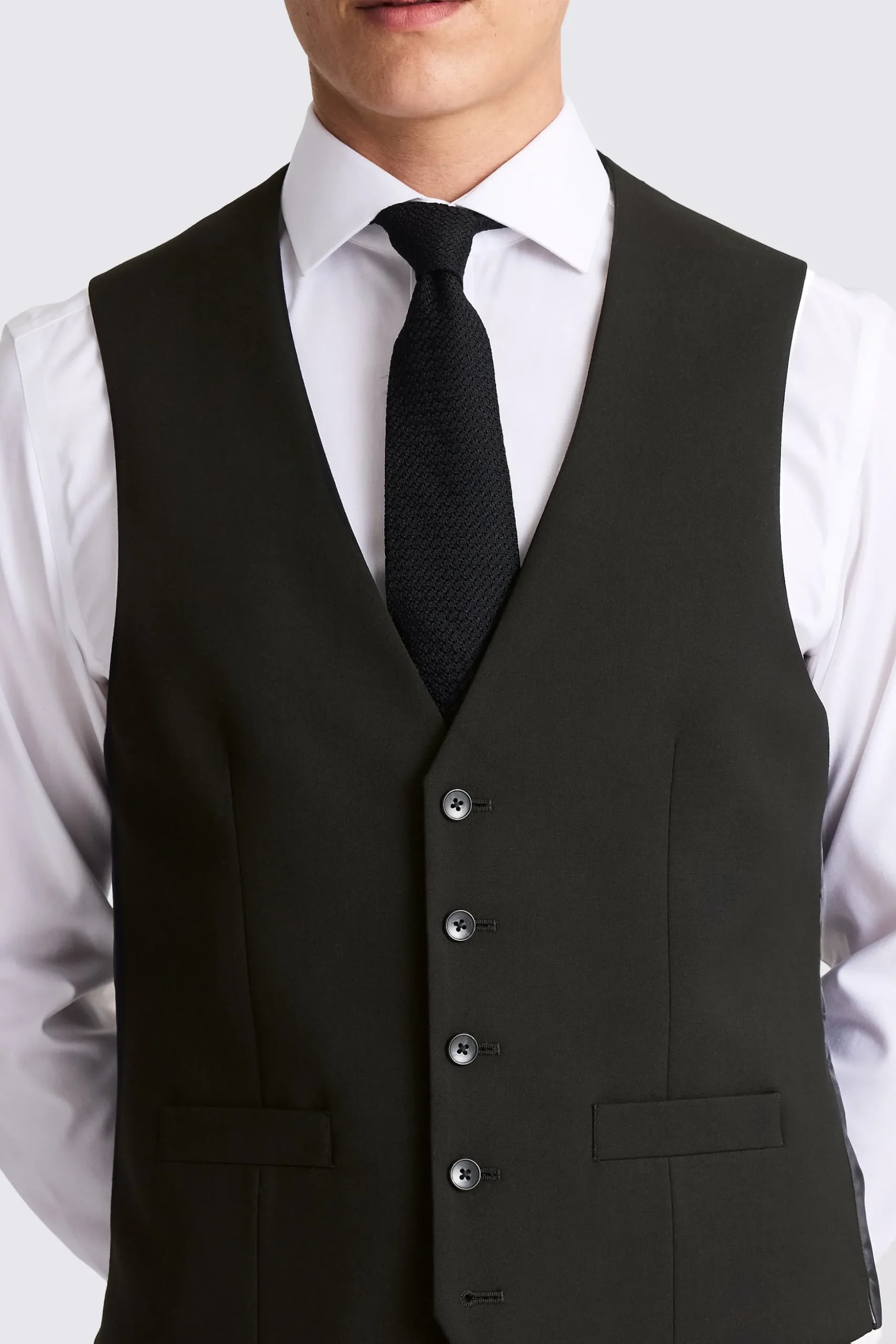 Regular Fit Black Stretch Waistcoat