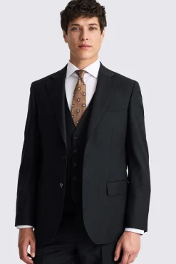Regular Fit Black Twill Suit