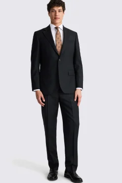 Regular Fit Black Twill Suit