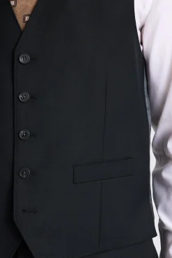 Regular Fit Black Twill Waistcoat