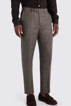Regular Fit Brown Linen Trousers