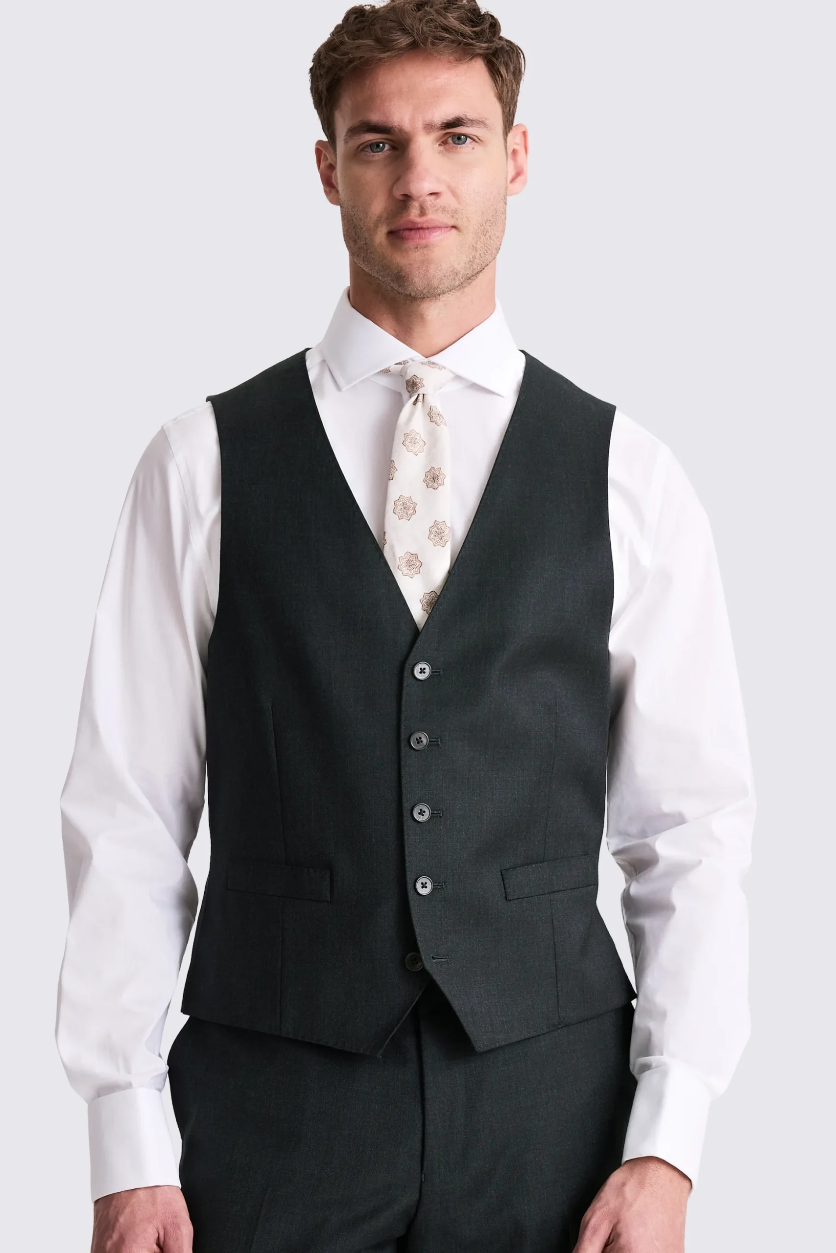 Regular Fit Charcoal Twill Waistcoat