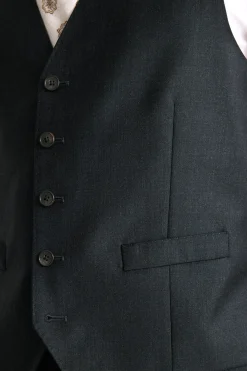 Regular Fit Charcoal Twill Waistcoat
