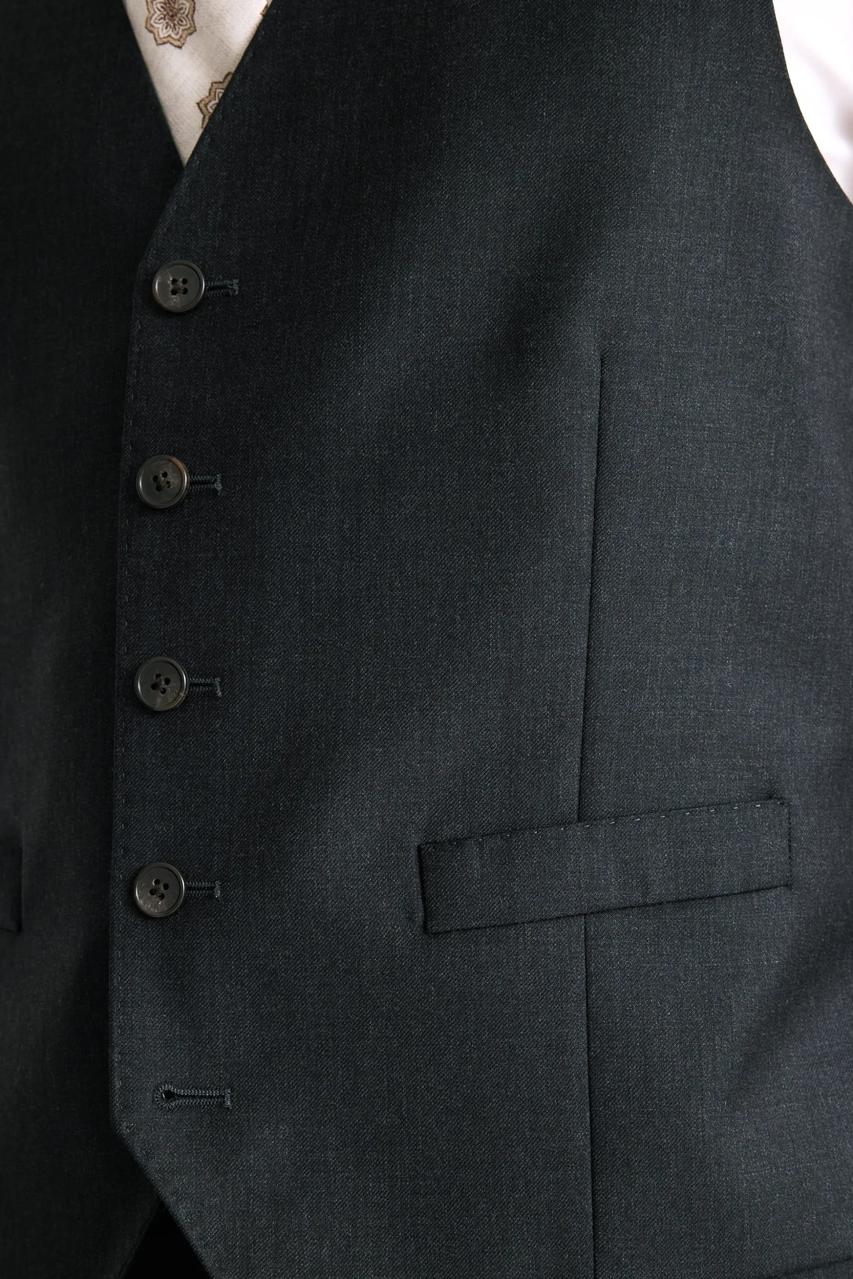 Regular Fit Charcoal Twill Waistcoat