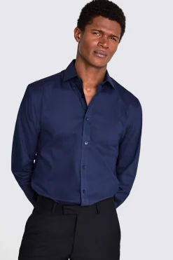 Regular Fit Dark Blue Stretch Shirt