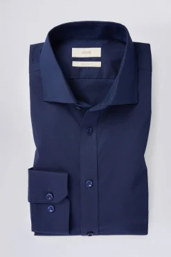 Regular Fit Dark Blue Stretch Shirt