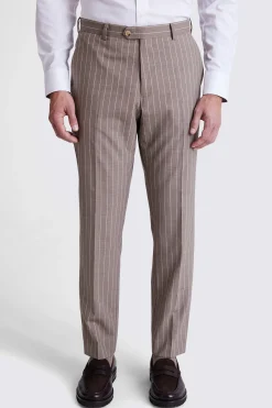Regular Fit Half Canvas Taupe Stripe Trousers
