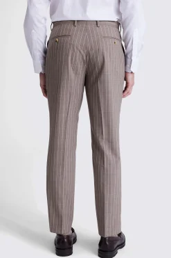 Regular Fit Half Canvas Taupe Stripe Trousers
