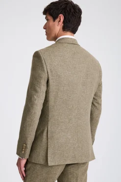 Regular Fit Khaki Cotton Linen Suit